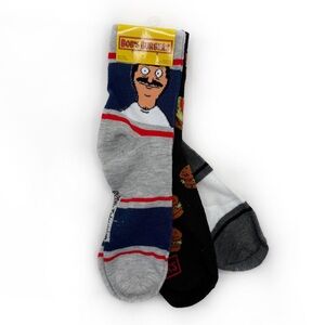 Bob’s Burgers Crew Socks Mens Womens Cartoon Fun Gift Bob Gene Belcher 3 Pairs